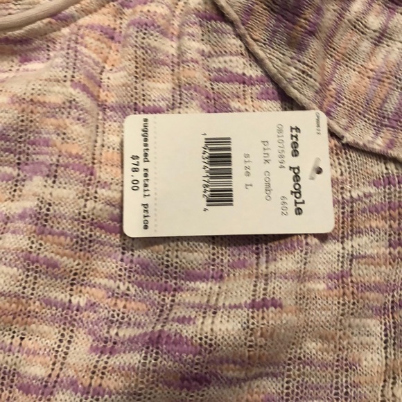 New Free People Spaced Out Pink Combo Top Size L - Picture 6 of 7